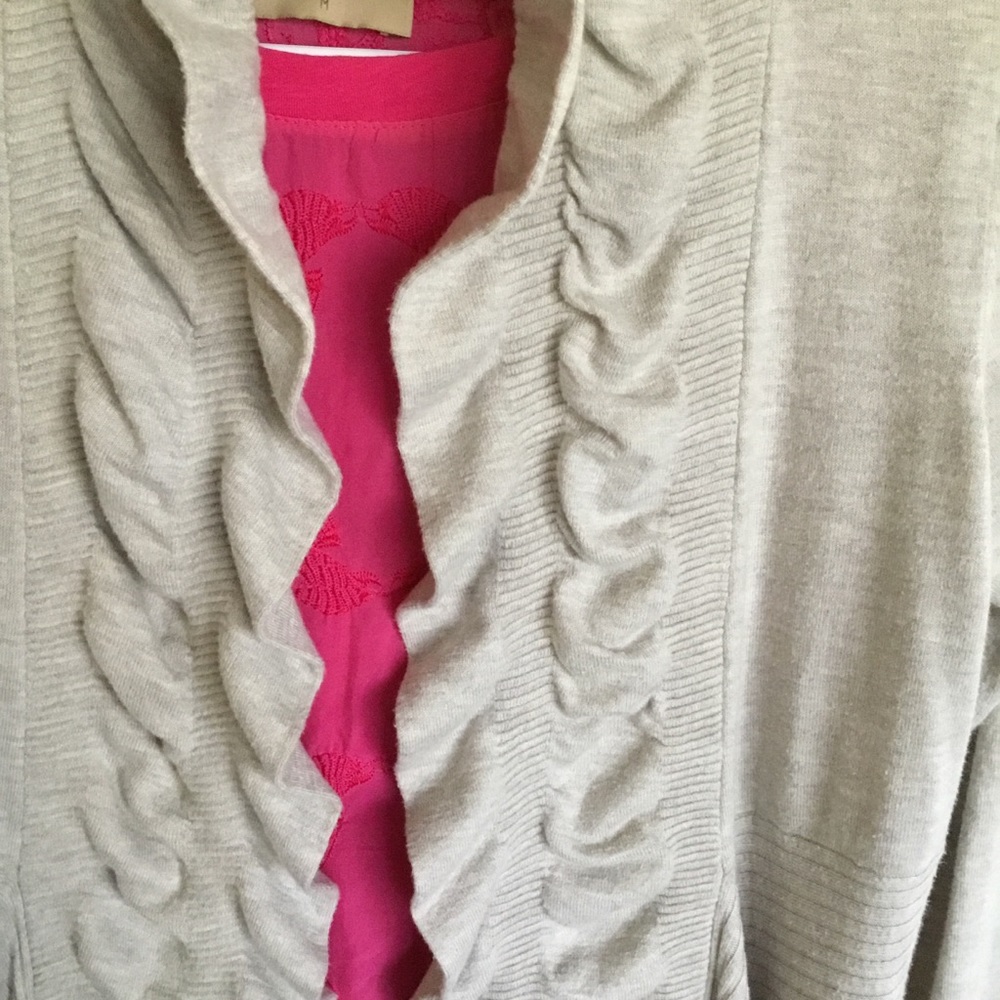 INC WATERFALL SWEATER WITH RUFFLE FRONT - Picture 3 of 7